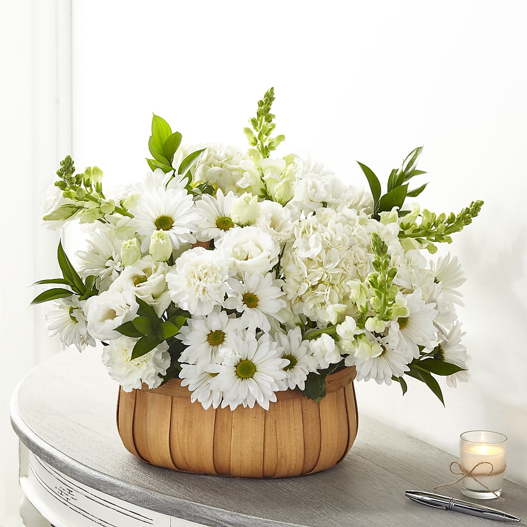 Pure Ivory Basket – 256 Florals, Huntsville AL