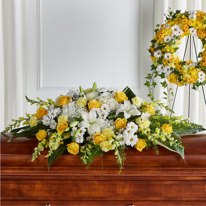 Golden Harmony Casket Spray –  256 Florals, Huntsville AL